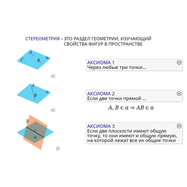 Интерактивное учебное пособие «Наглядная математика. Стереометрия» 10-11 класс